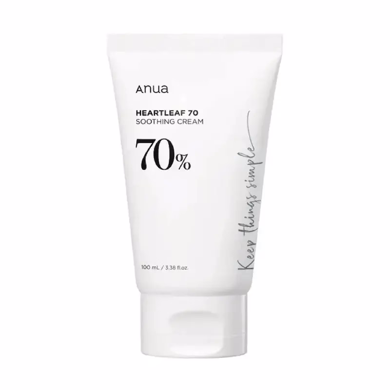کرم تسکین‌دهنده صورت آنوا (Anua) مدل Heartleaf 70 مناسب انواع پوست حجم ۱۰۰ میلی‌لیتر