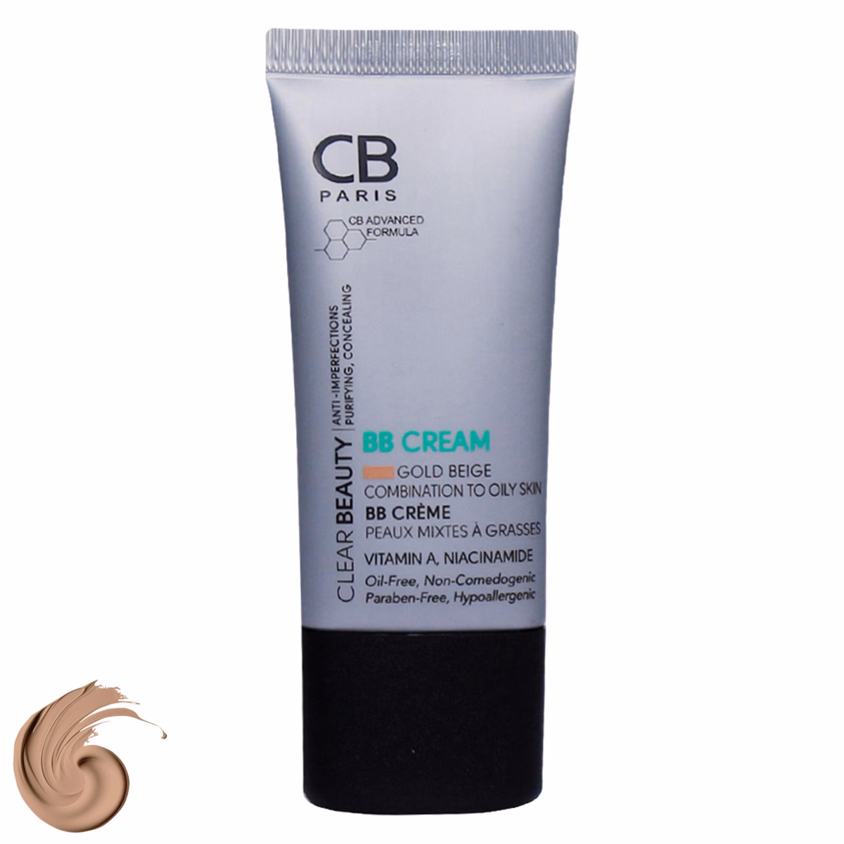 بی بی کرم سی بی پاریس پوست مختلط تا چرب بژ طلایی ۳۰ میل | CB Paris BB Cream