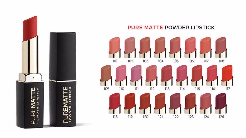 رژلب جامد مات گلدن رز مدل Pure Matte شماره 106 – رنگ قرمز تیره شرابی با جلوه مات مخملی و خاص