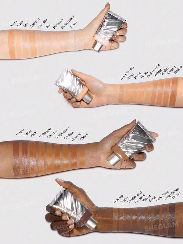 کرم پودر شفاف‌کننده و سبک شیگلم مدل Dew & Done Skin Tint با SPF20 رنگ Shell – پوشش نچرال و درخشش سالم پوست