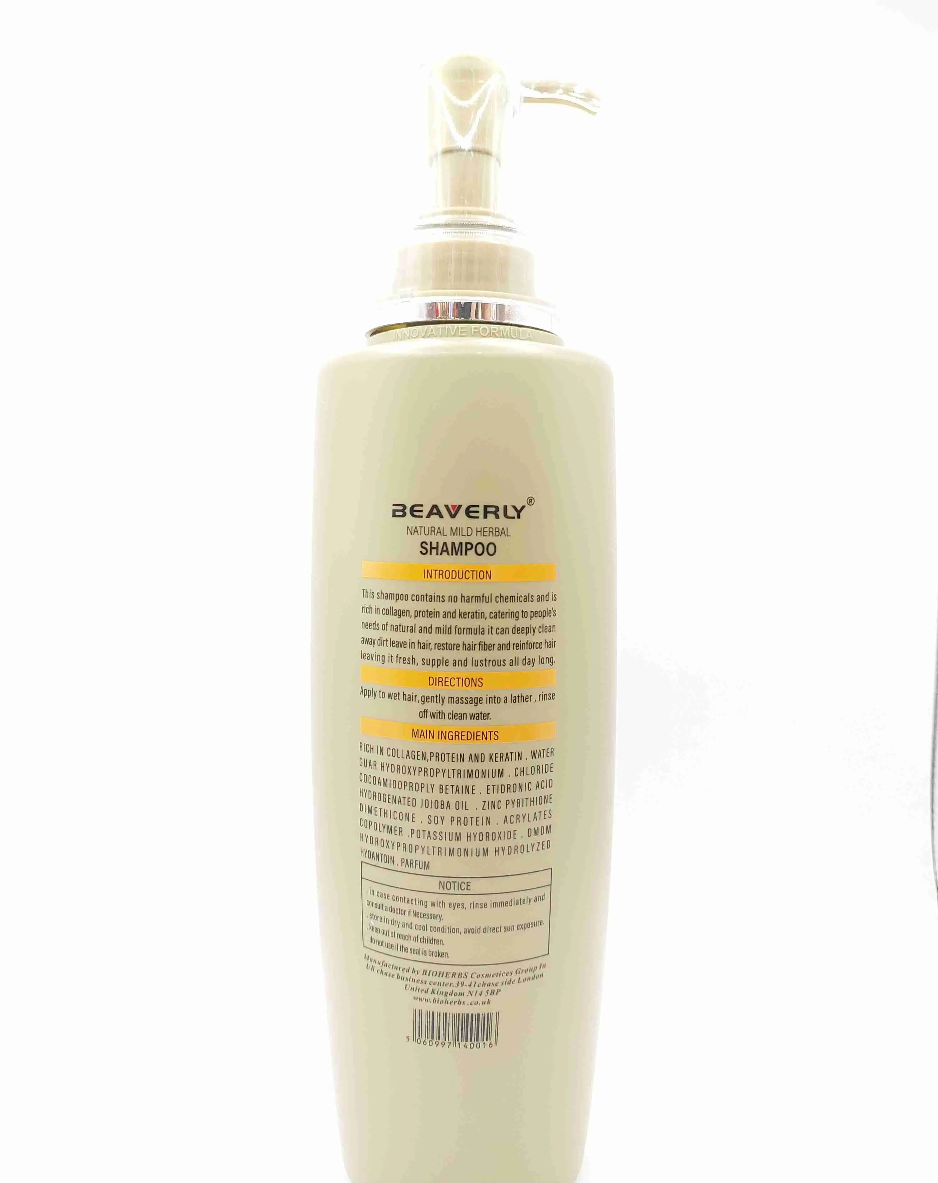 شامپو ملایم گیاهی بدون سولفات بیورلی با درمان سه گانه کلاژن، پروتئین و کراتین ( BEAVERLY )