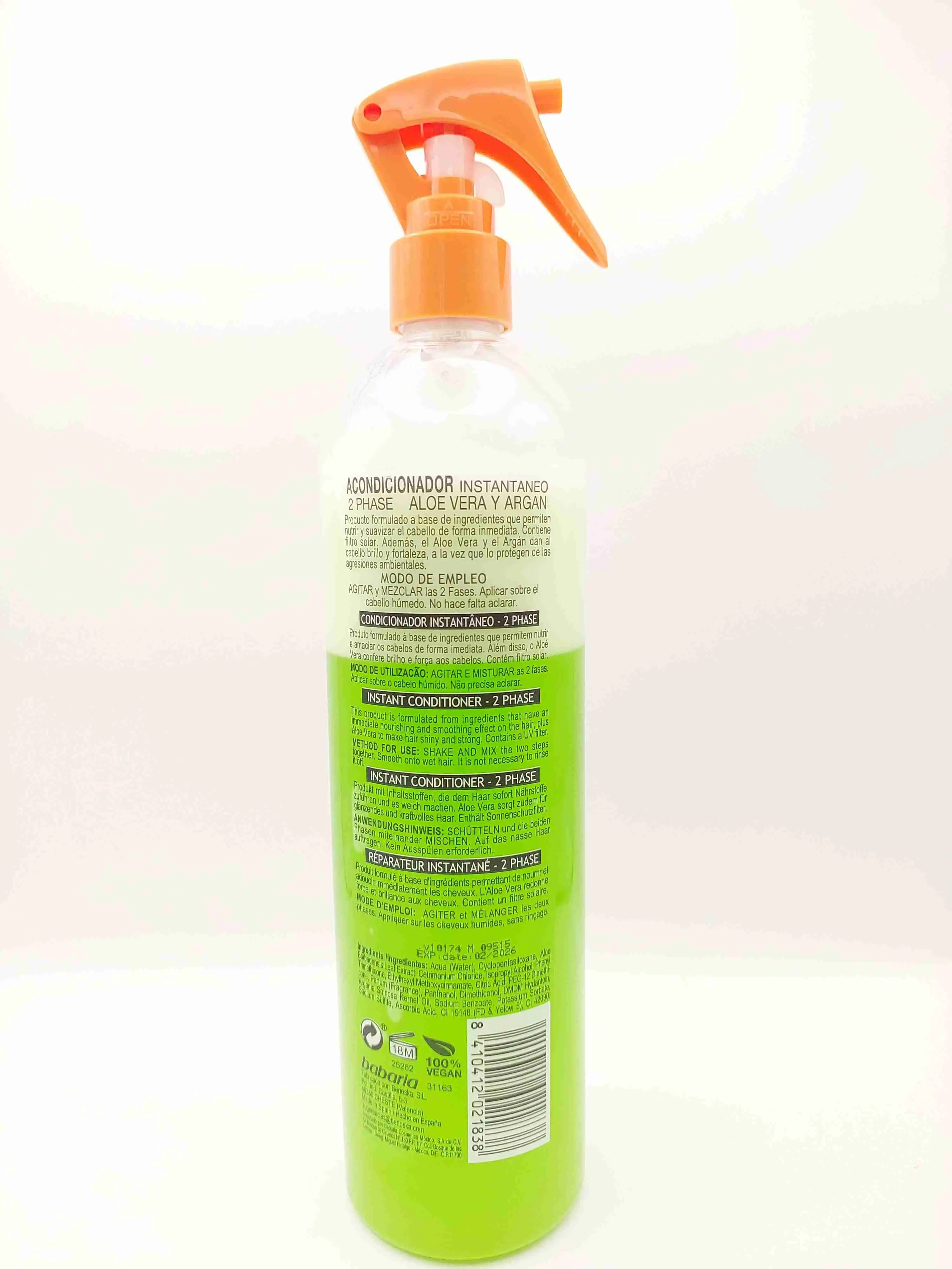   اسپری نرم کننده دو فازی فوری باباریا با آلوئه ورا و روغن آرگان (  BaBaria )