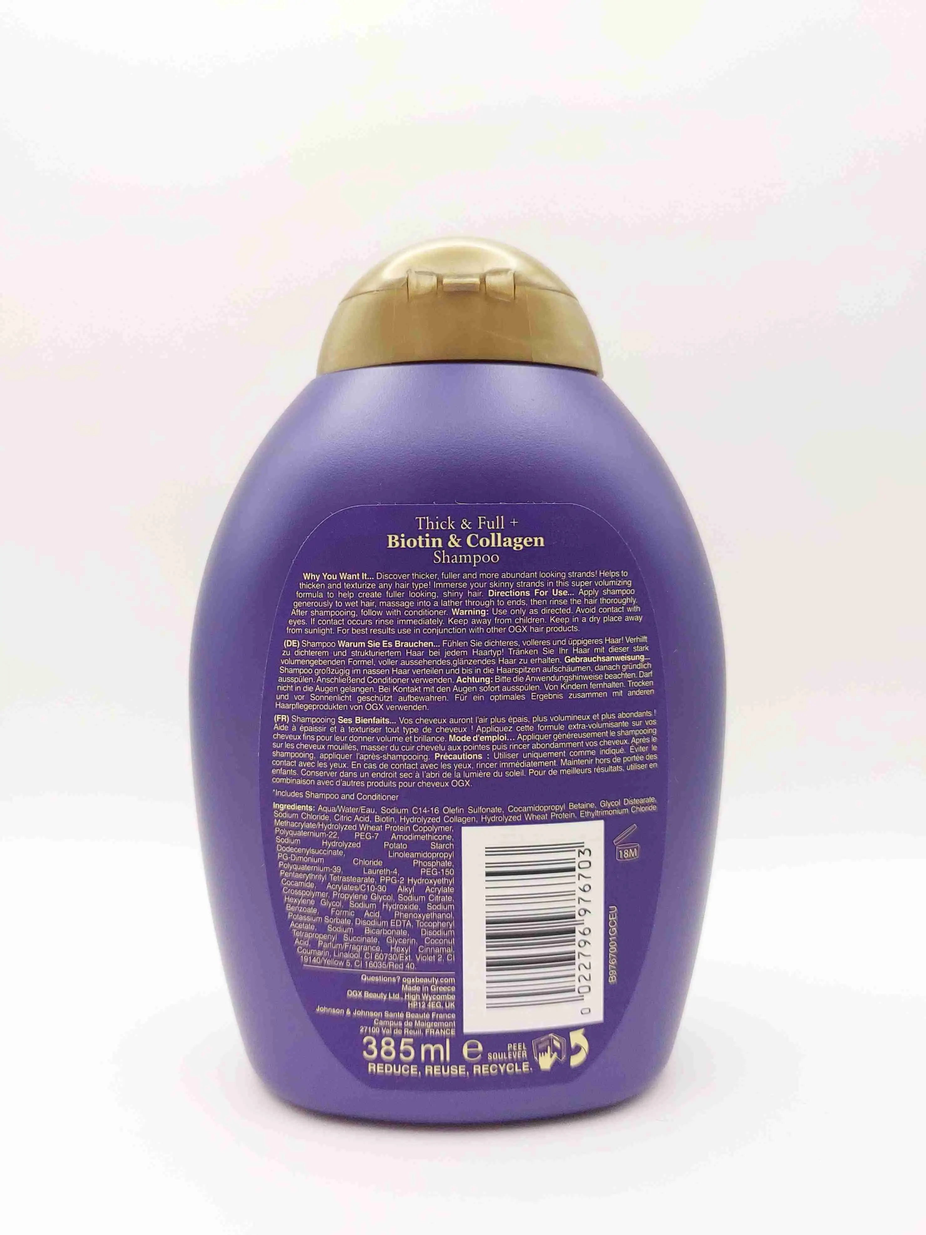 شامپوی بیوتین و کلاژن OGX برای ایجاد موهای ضخیم و پرپشت اصلی