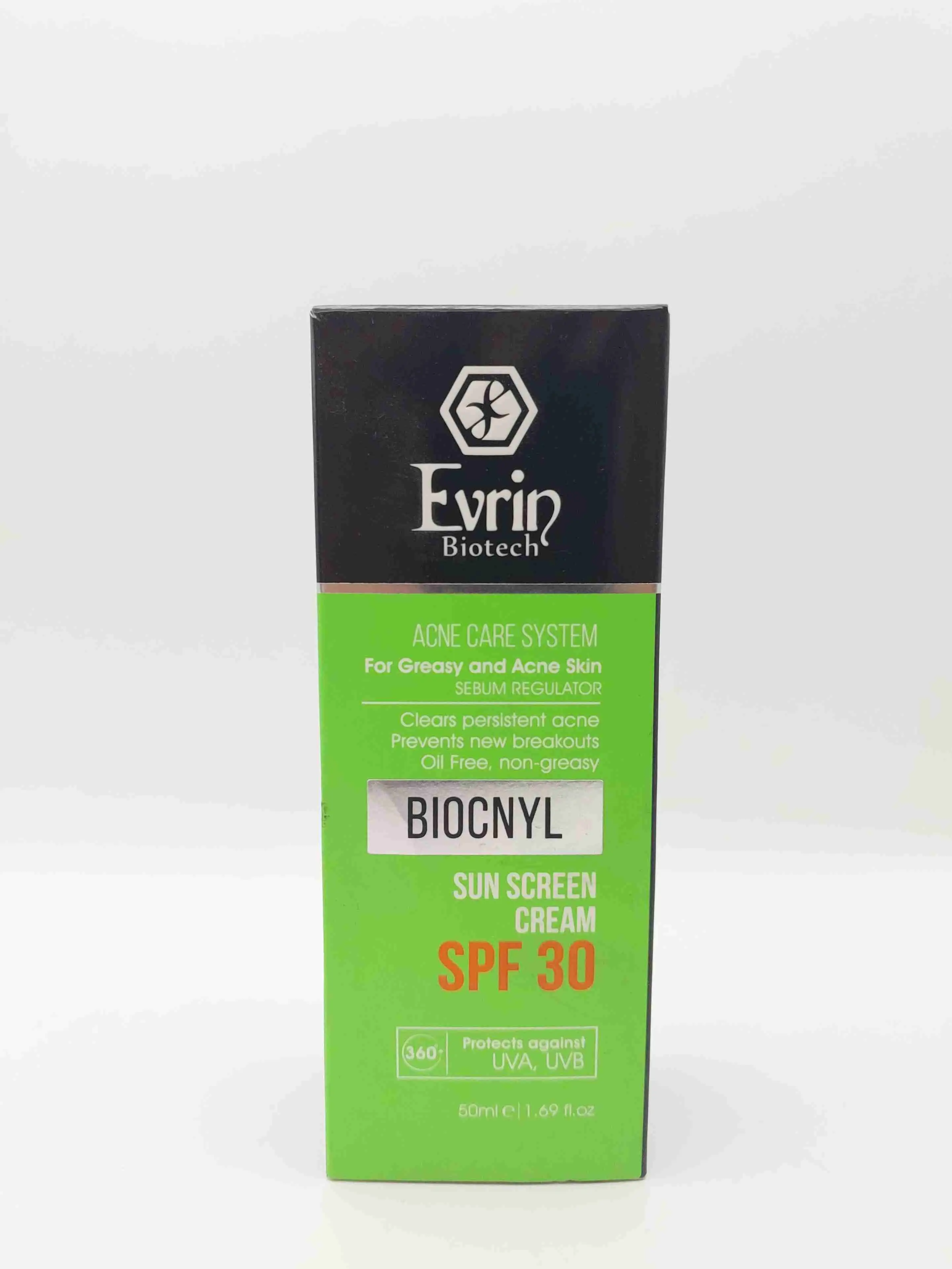 کرم ضد آفتاب بیوکنل SPF 30 پوست‌های چرب و مستعد آکنه اورین ( Evrin ) 