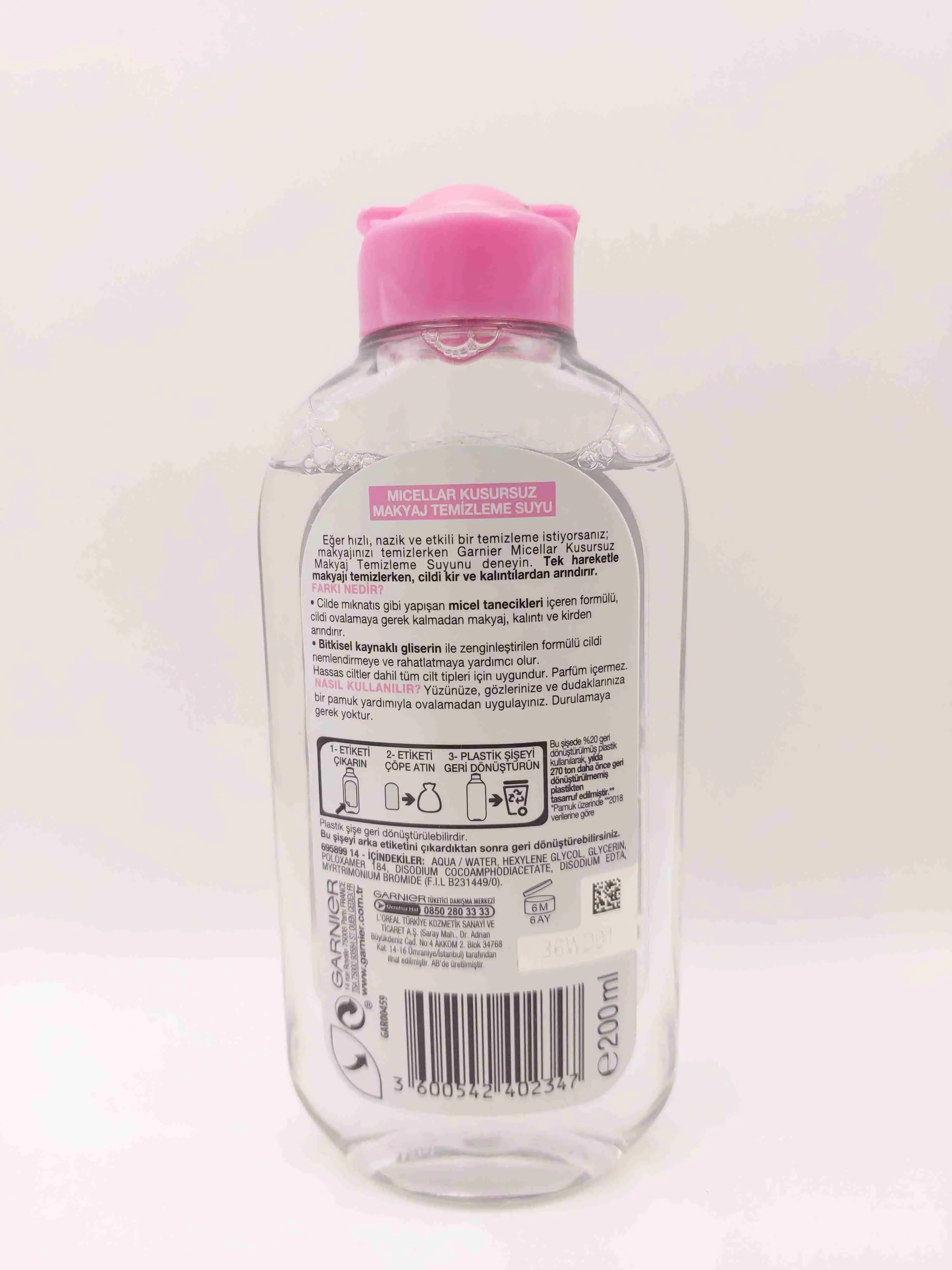 میسلار واتر پوست حساس گارنیر مدل درب صورتی 400 میل