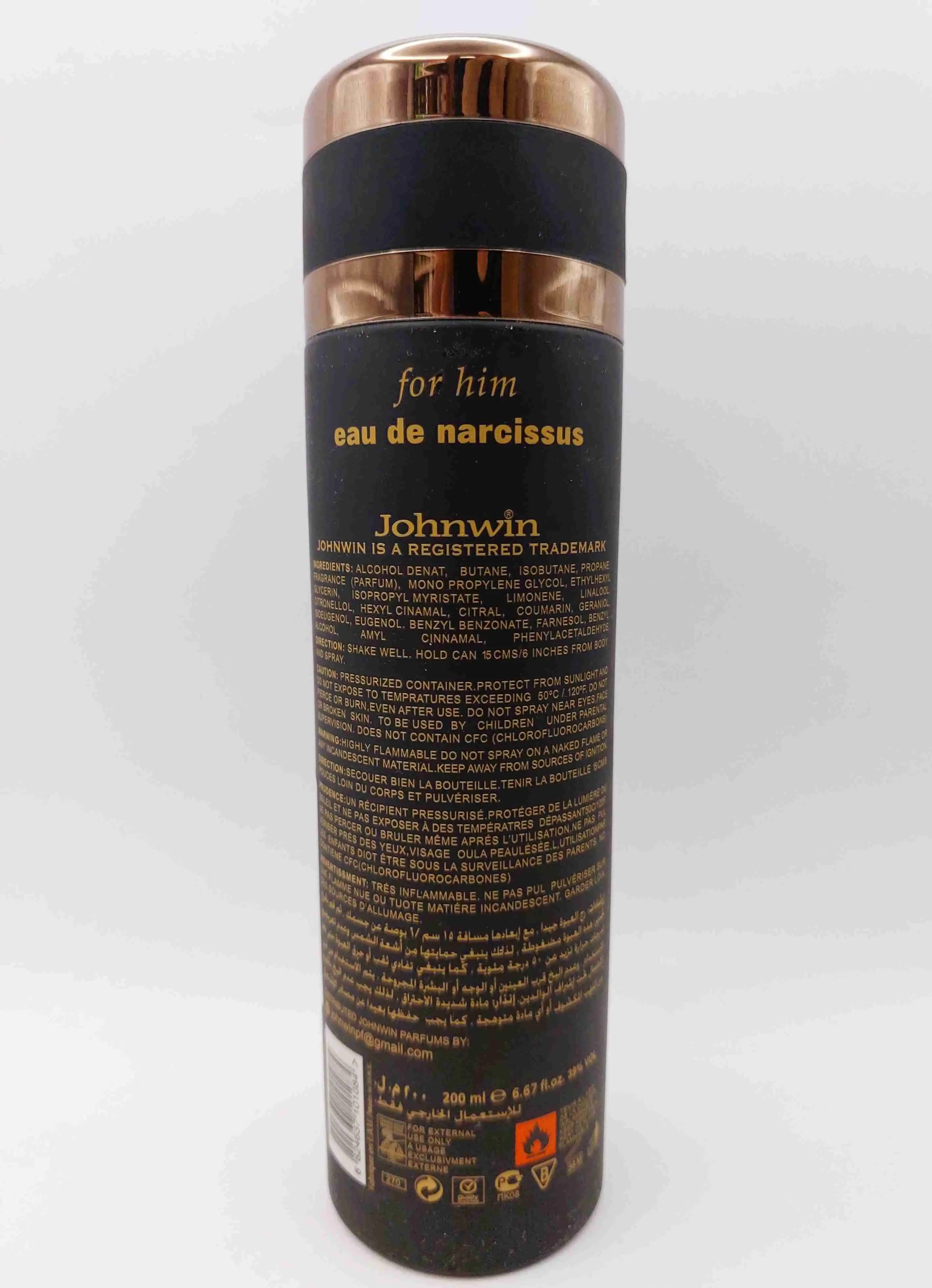   اسپری بدن مردانه نارسیس جانوین Johnwin رایحه چوبی و گرم