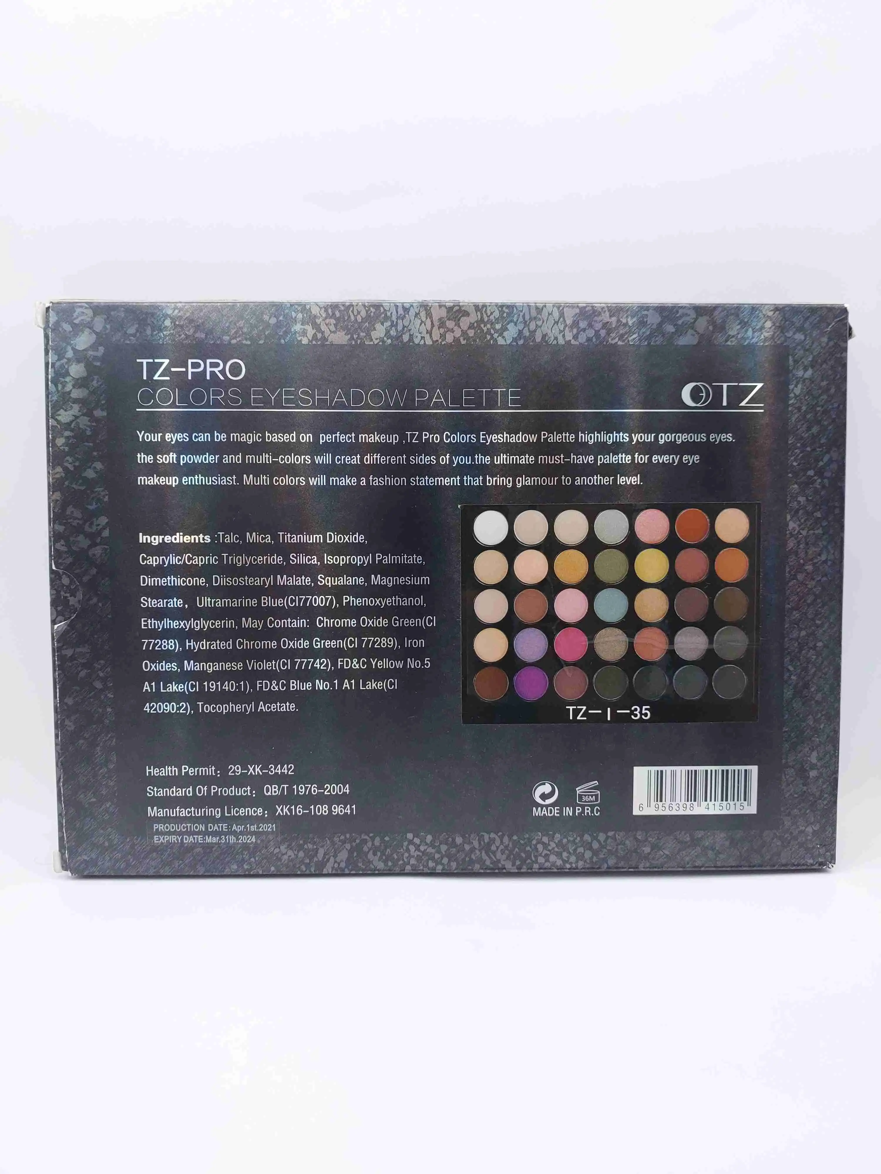  پالت سایه چشم 35 رنگ تی زد TZ-PRO COLORS EYESHADOW PALETTE 
